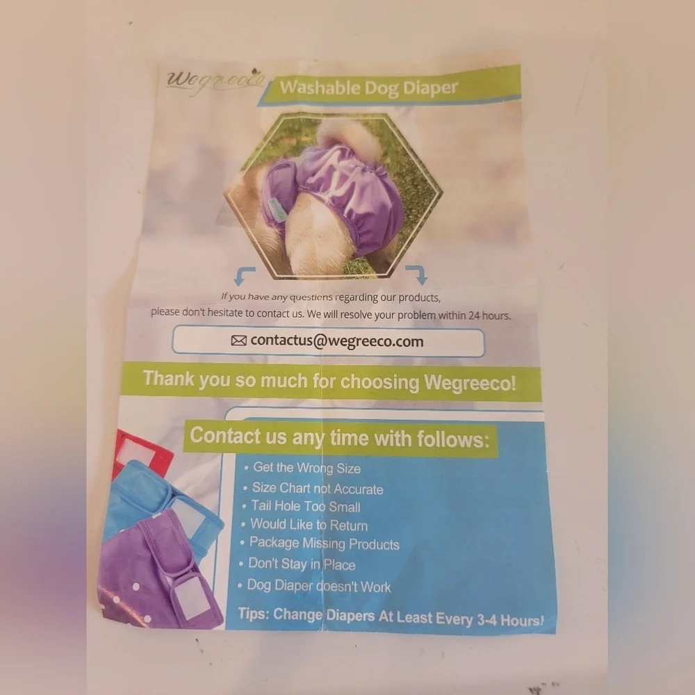NWT‎ - 3 WEGREECO WASHABLE DOG DIAPERS (sz med)